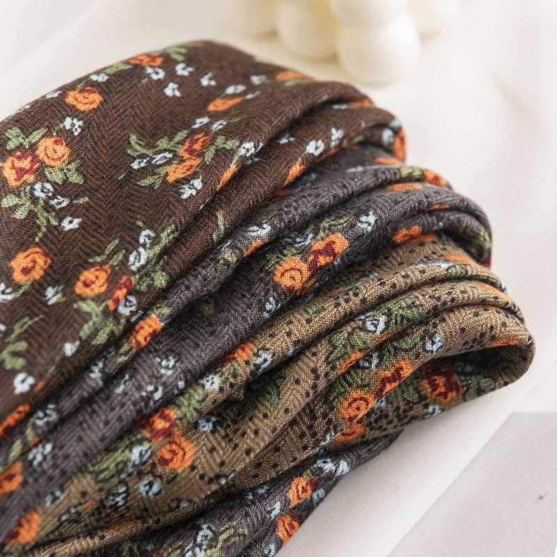 Vintage Floral Square Scarf