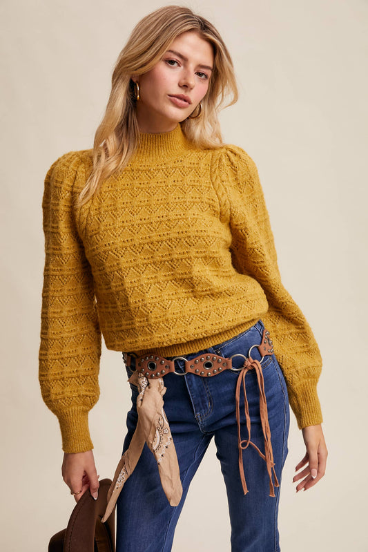Lemon Grass Puff Sleeve Sweater