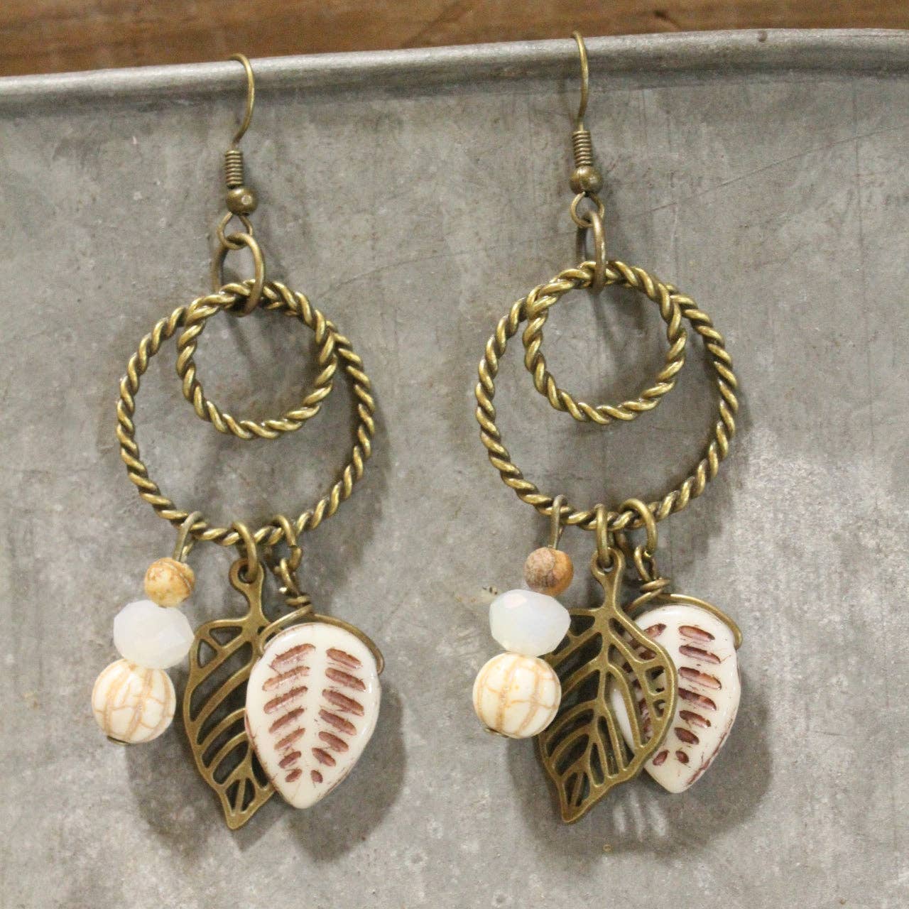 Hoops Of Fun Leaf Dangle Drop Earrings