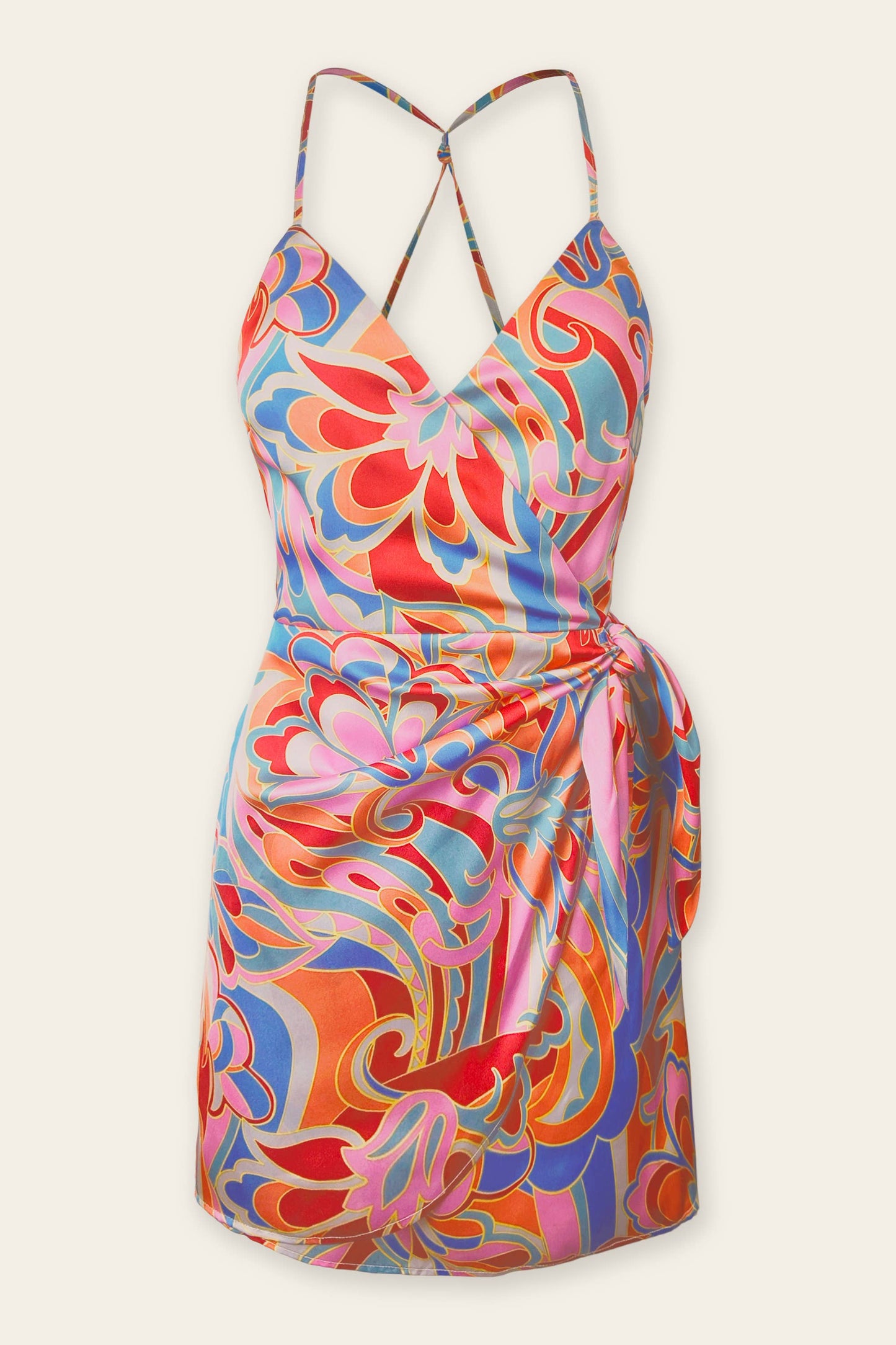 Oriental Blue Faux Wrap Dress FINAL SALE