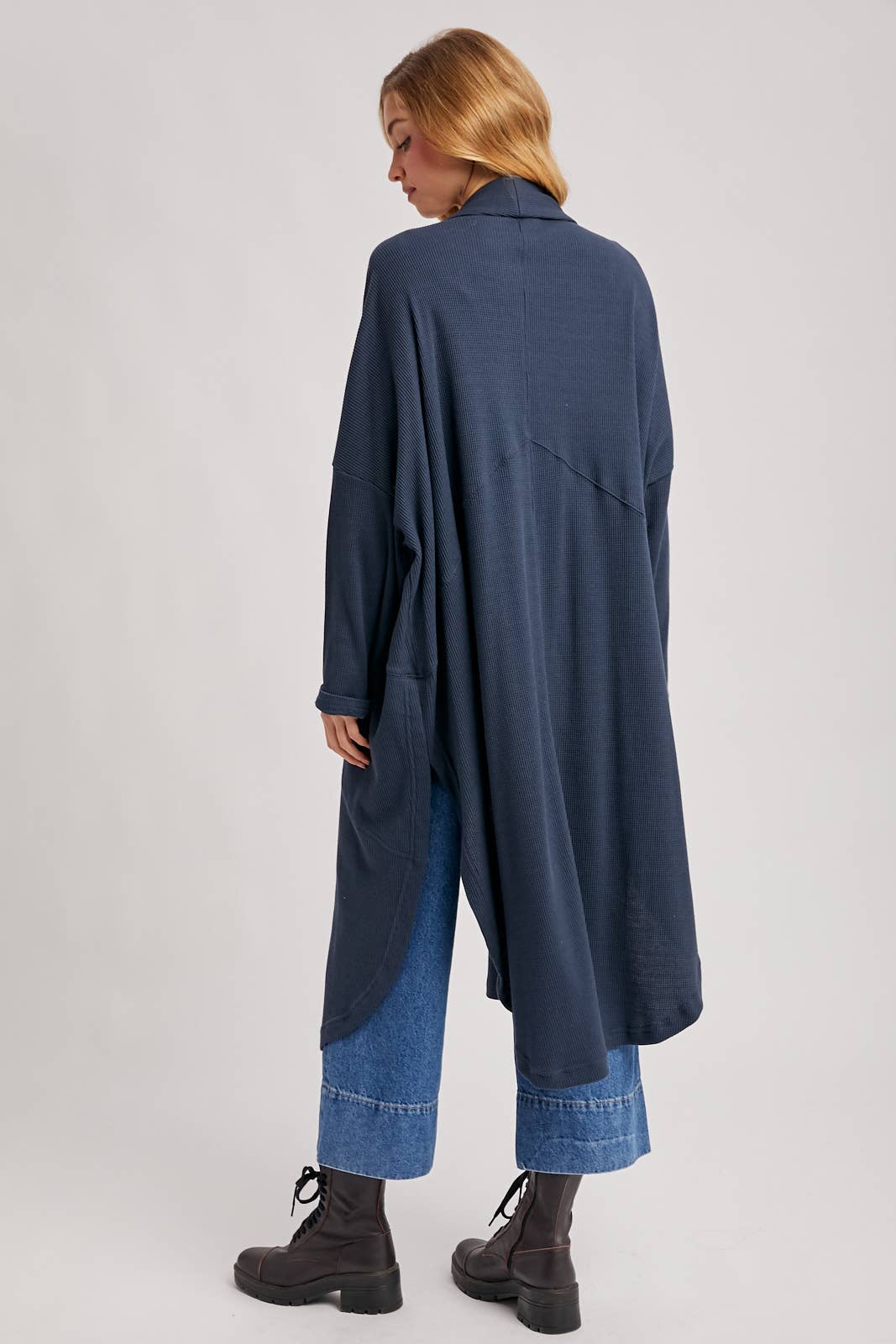 Navy Thermal Knit Cardigan