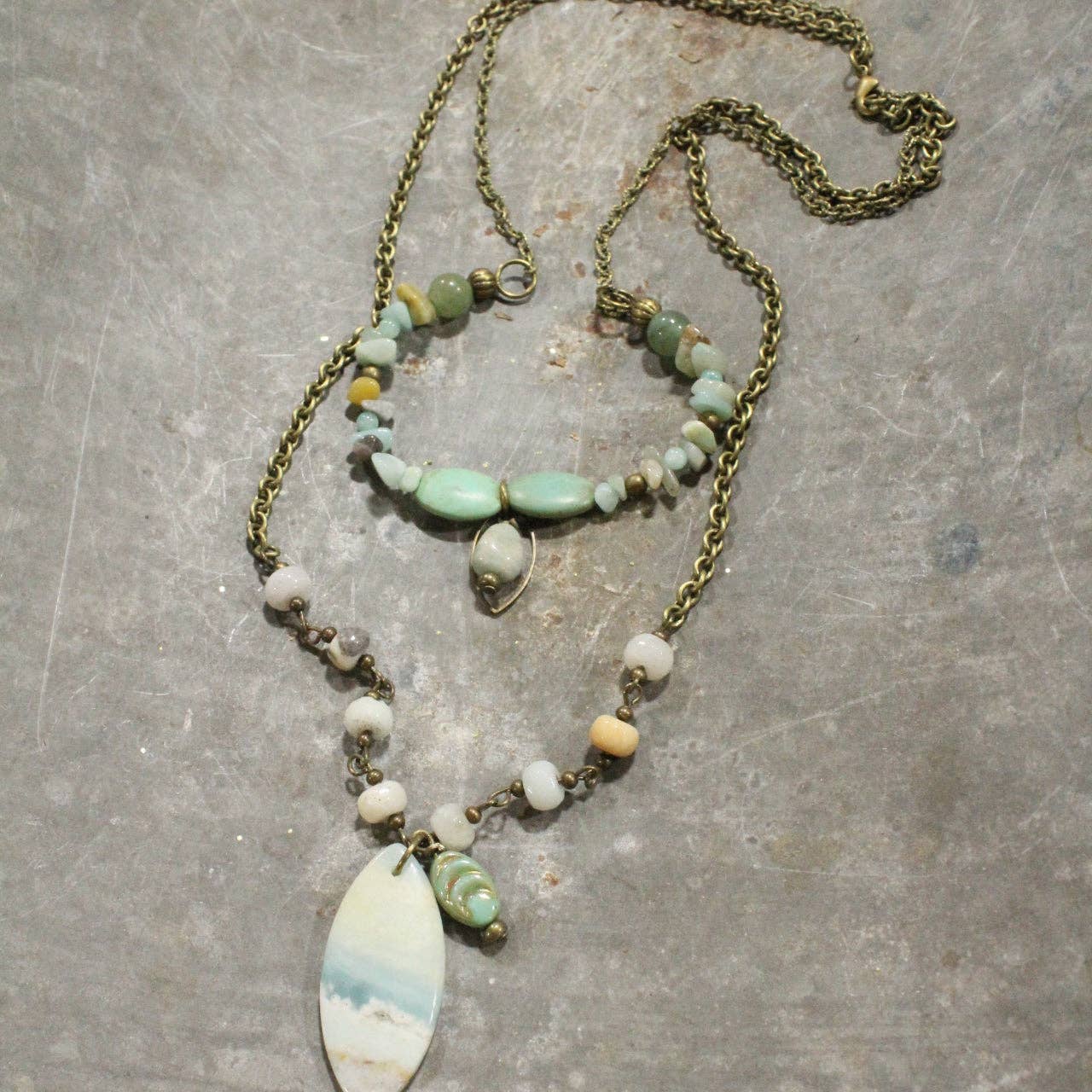 Amazonite Stone & Czech Necklace