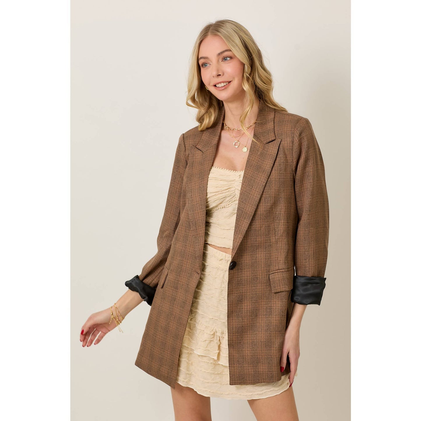 Light Weight Plaid Blazer