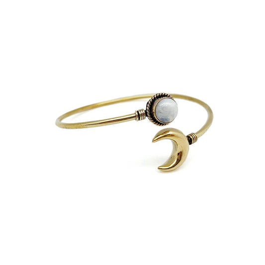 Tanvi Collection Bangle Bracelet - Gold with Moonstone