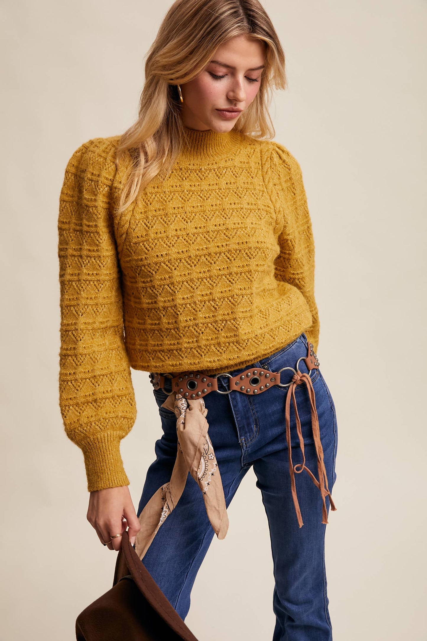 Lemon Grass Puff Sleeve Sweater