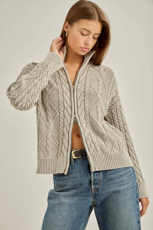 Washed 2way Zip-up Sweater