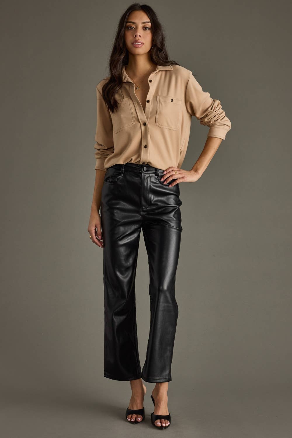 Tan Super Soft Button Up