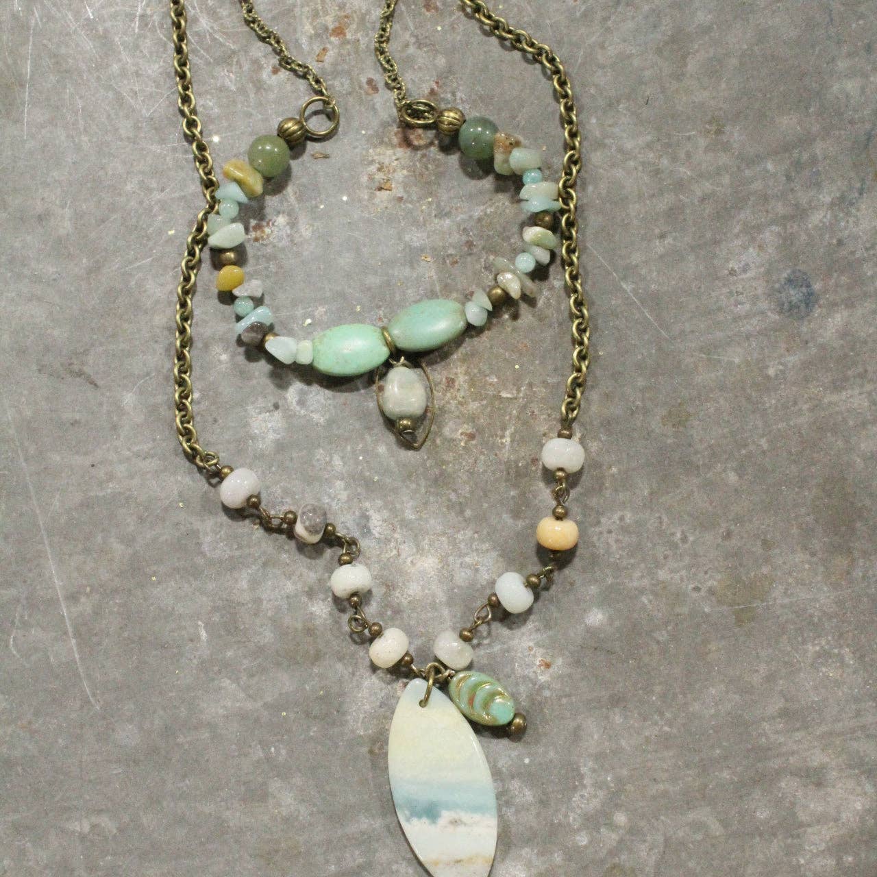 Amazonite Stone & Czech Necklace