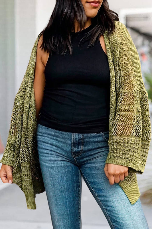 Moss Green Crochet Cardigan