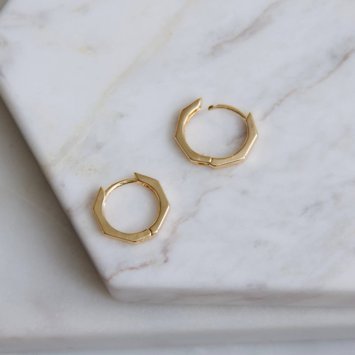 Hexagon Huggie Hoop Earrings
