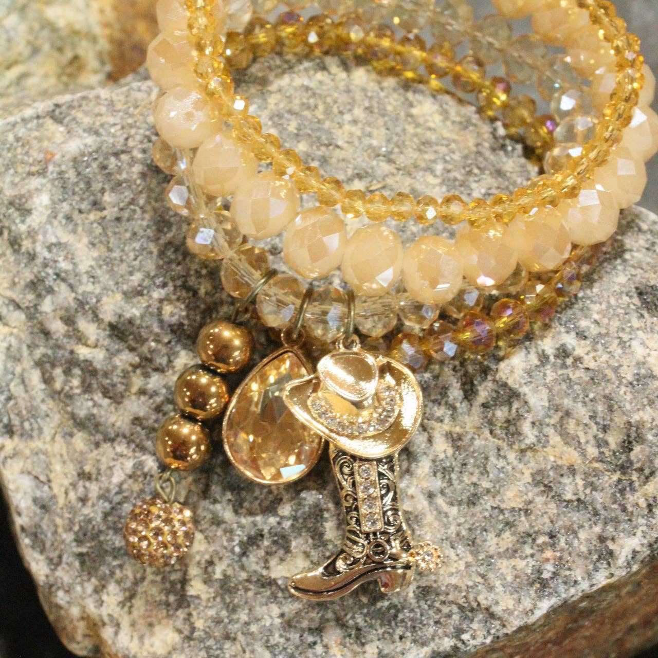 Hats Off/Boots On Golden Stretch Bracelet Set
