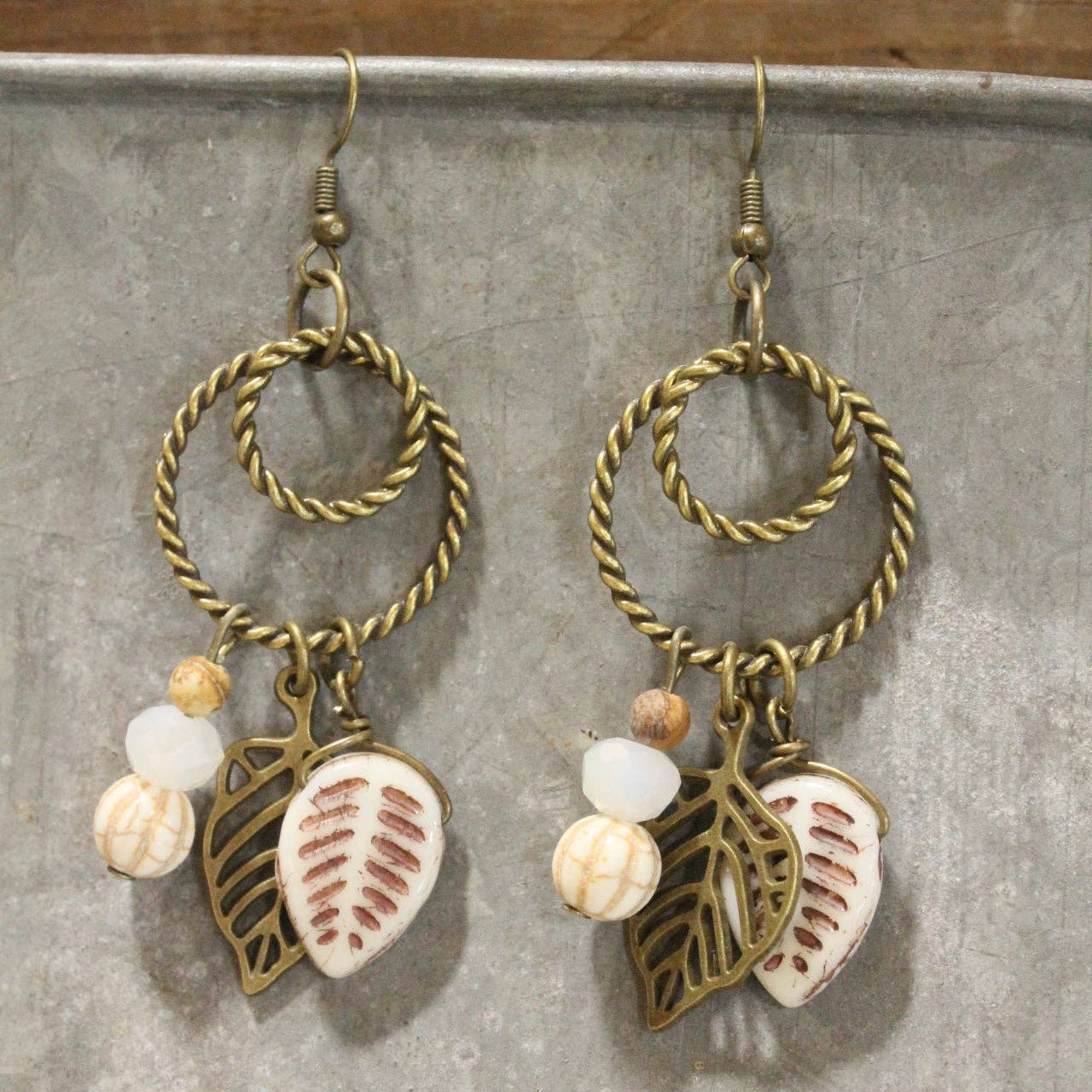 Hoops Of Fun Leaf Dangle Drop Earrings