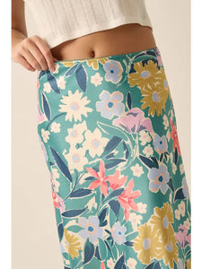 Floral Lace-Trim High-Waist Midi Skirt