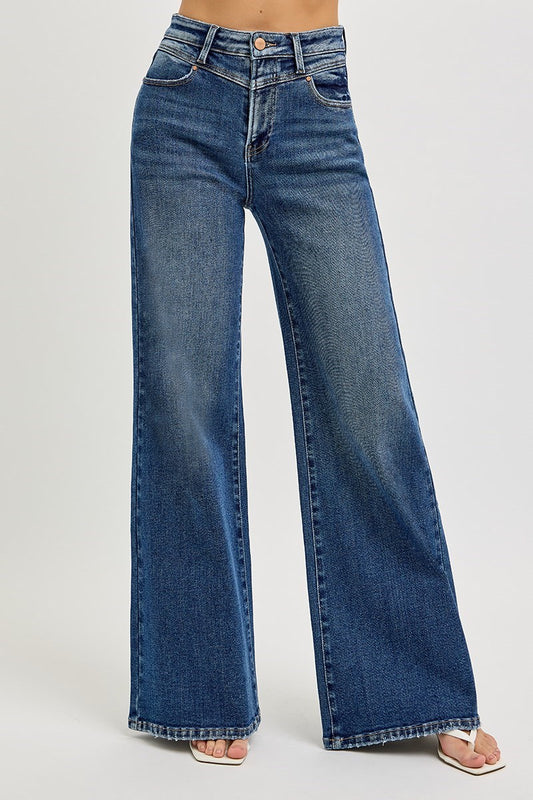 High Rise Yoke Detail Jeans