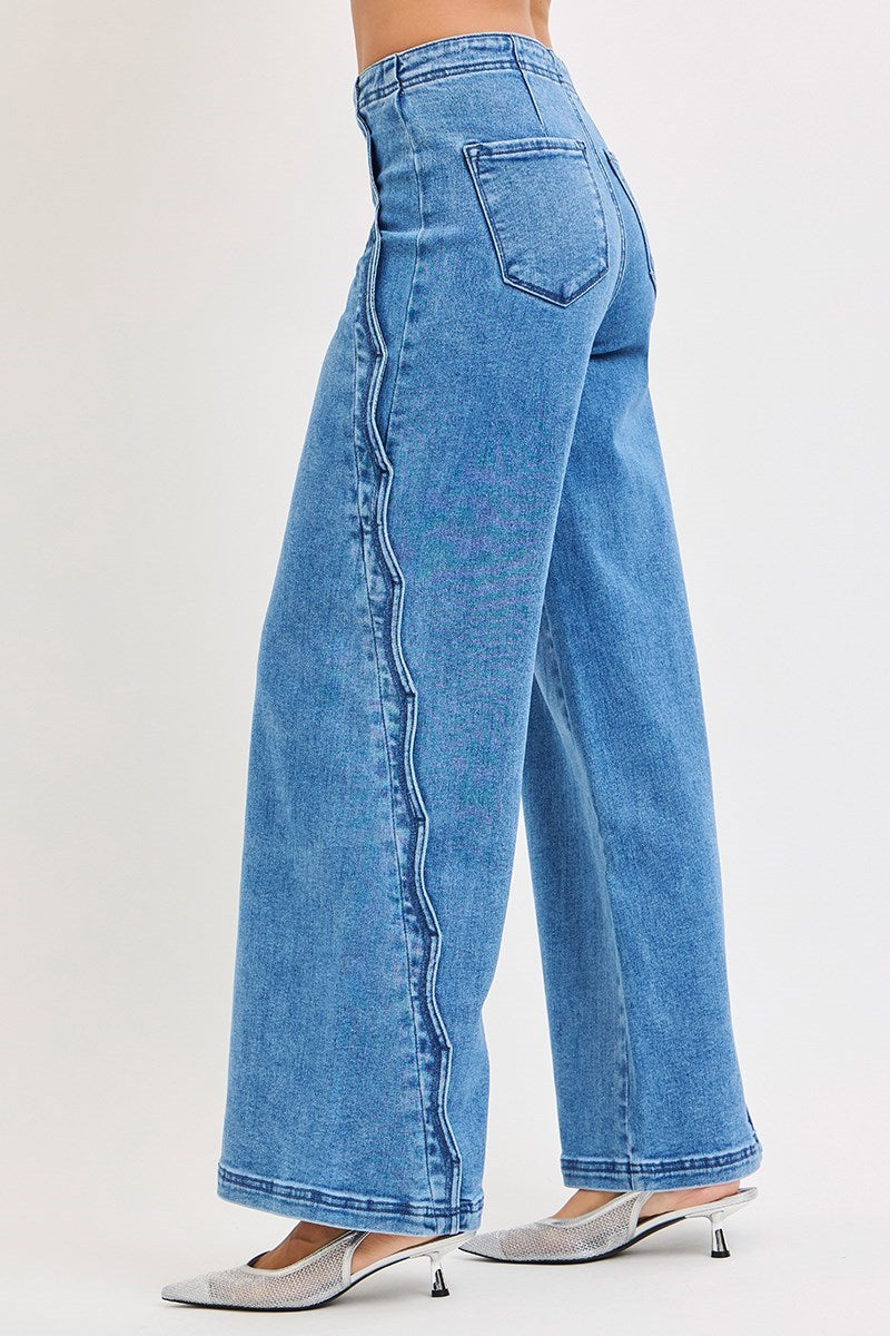 High Rise Scalloped Edge Jeans