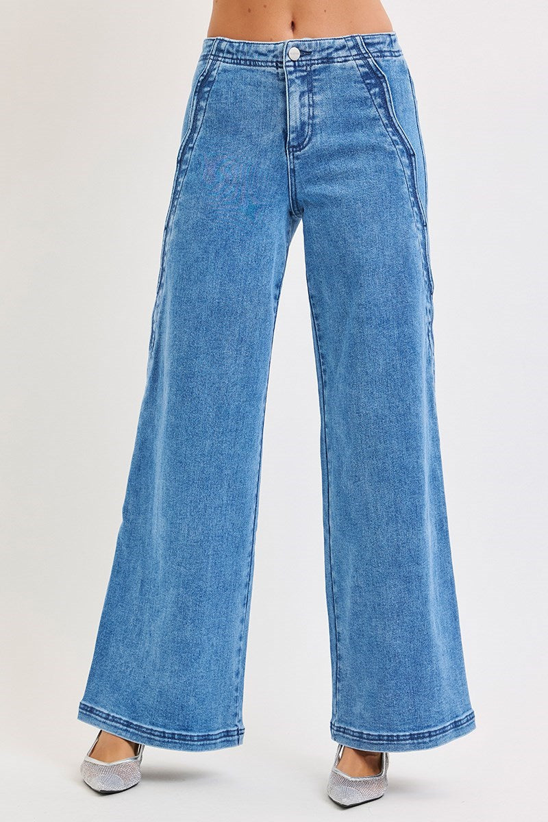 High Rise Scalloped Edge Jeans