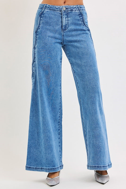 High Rise Scalloped Edge Jeans