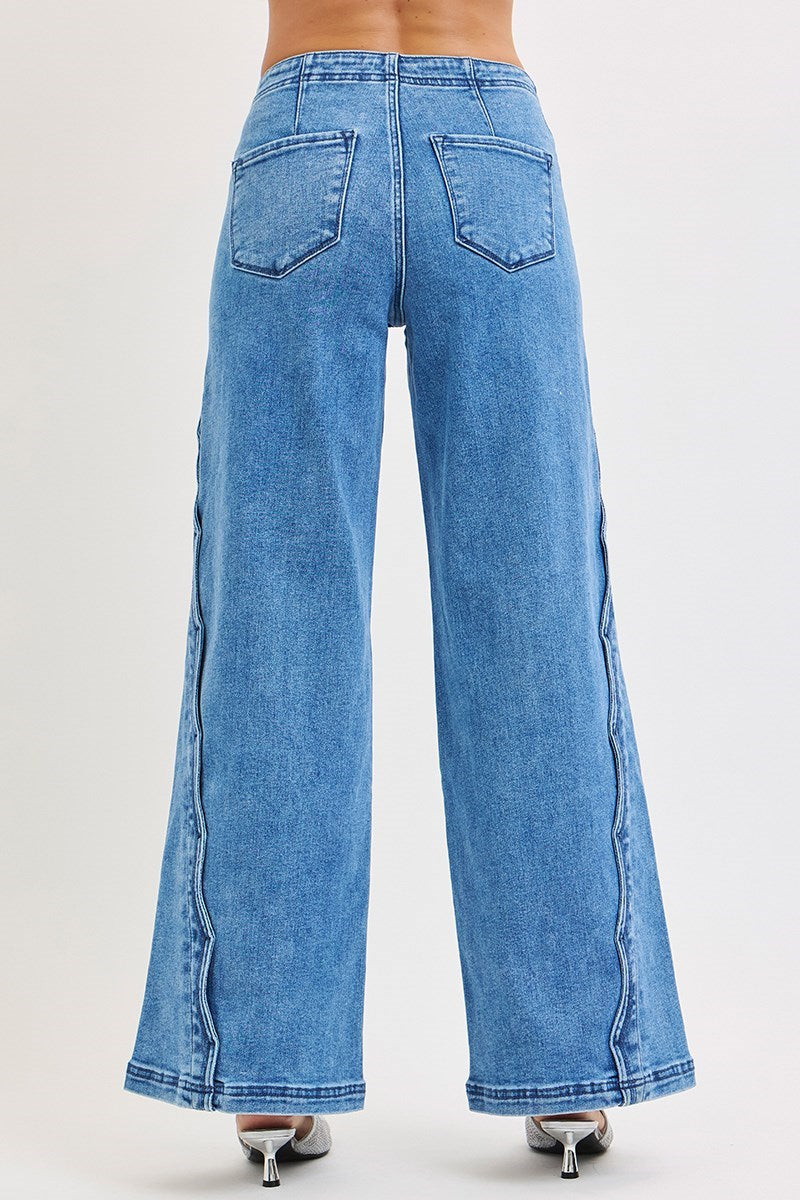 High Rise Scalloped Edge Jeans