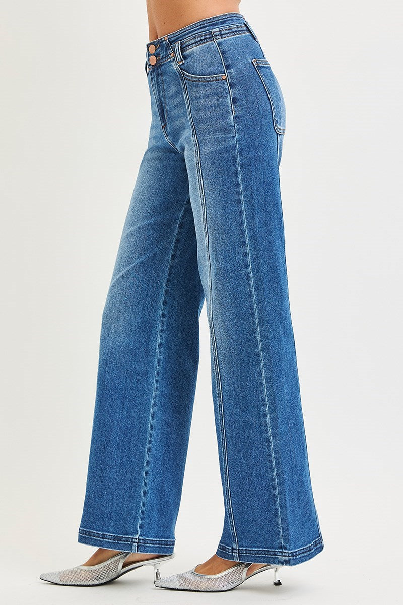 High Rise Curved Seam Jeans