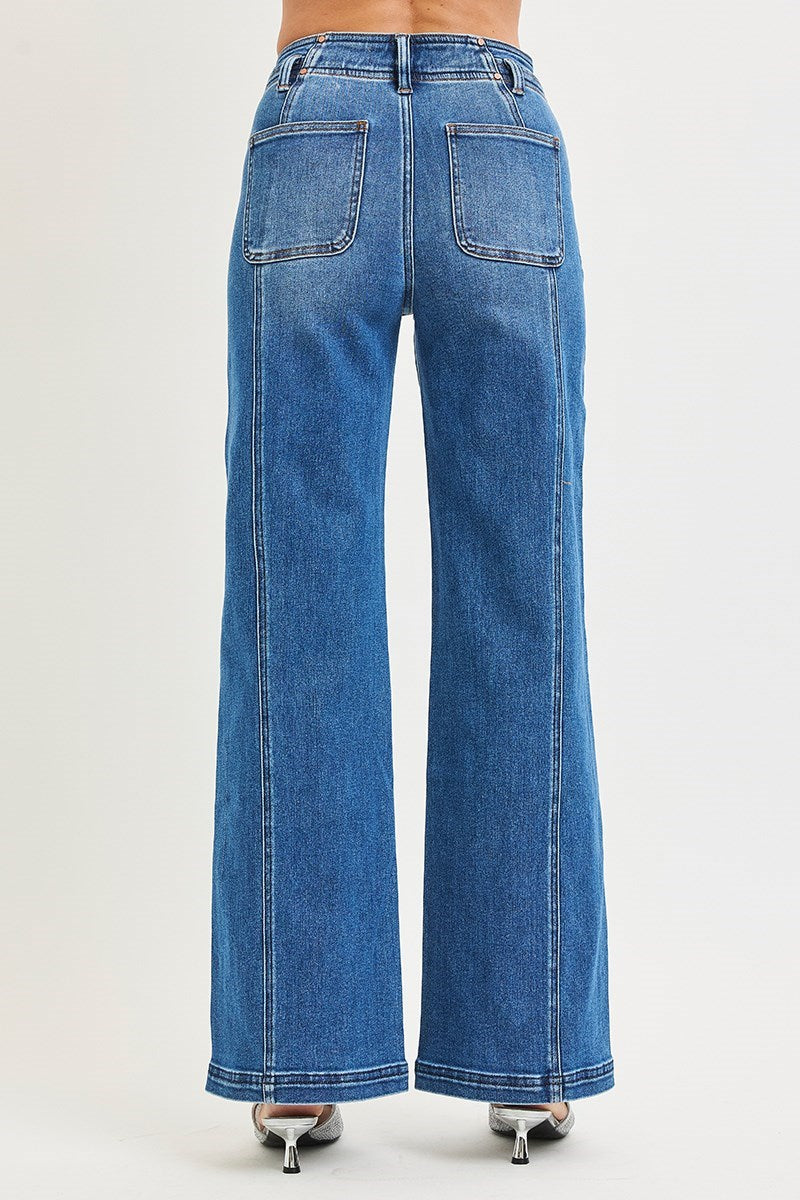 High Rise Curved Seam Jeans