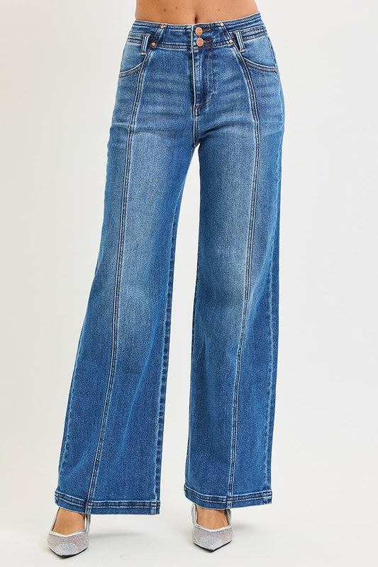 High Rise Curved Seam Jeans