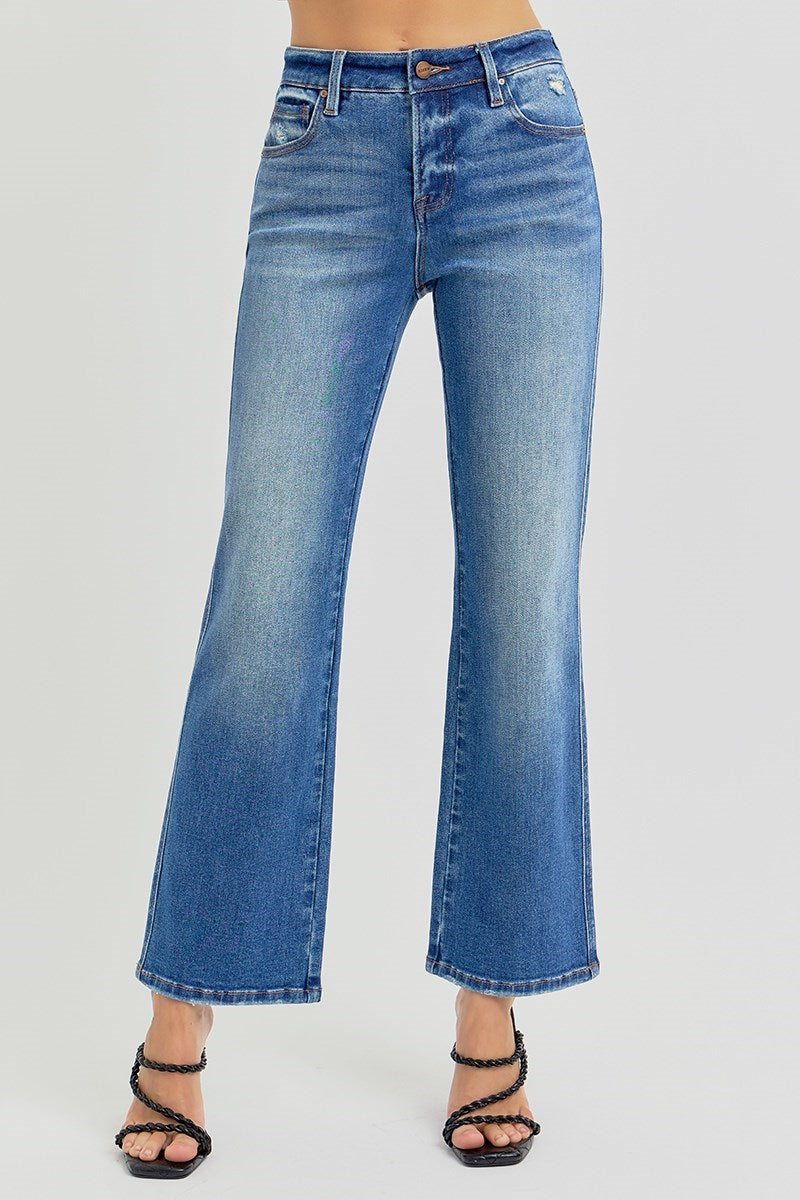 High Rise Ankle Straight Jeans