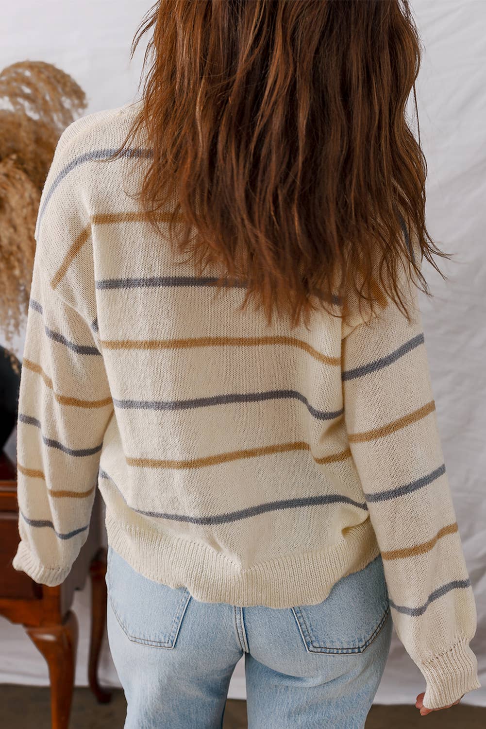 Striped V-Neck Cardigan