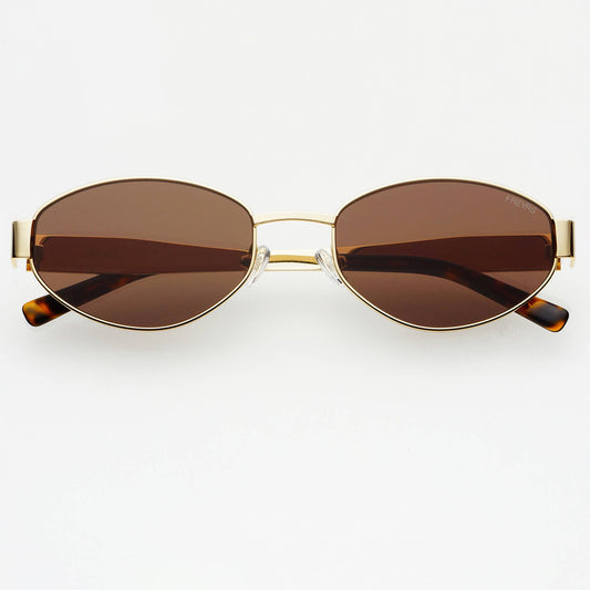 Soho Gold/Brown Oval Sunglasses