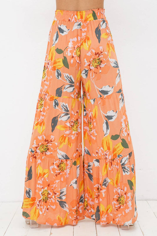 Citrus Floral Tiered Pants