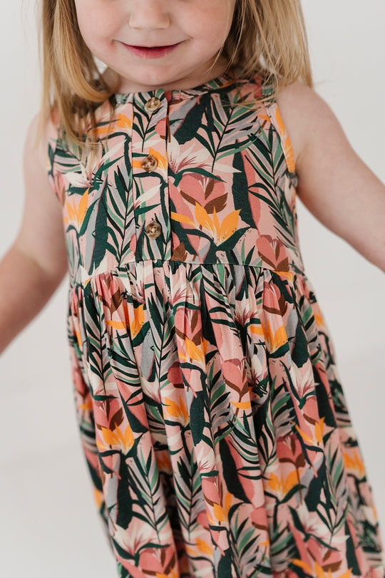 Tropical Henley Tank Dress