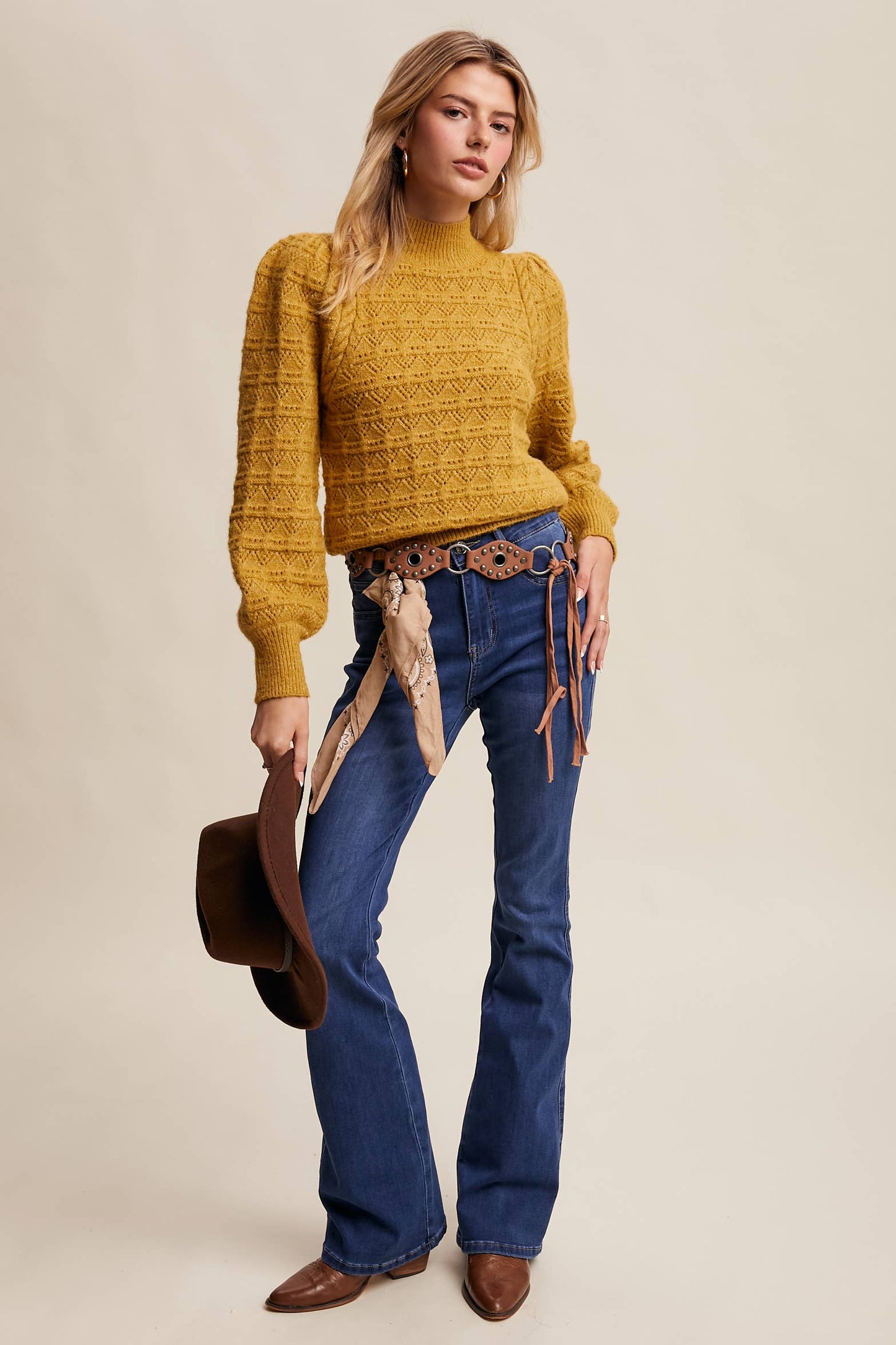 Lemon Grass Puff Sleeve Sweater