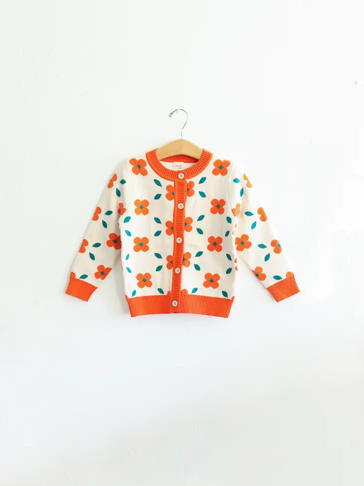 Flower Printed Knitted Cardigan