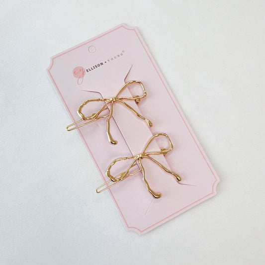 Wobbly Gold Hair Clip Set (2)