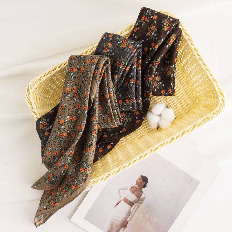 Vintage Floral Square Scarf