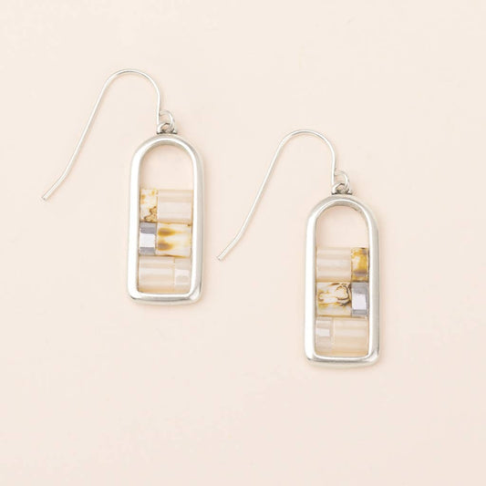 Miyuki Frame Earring - Ivory/Silver