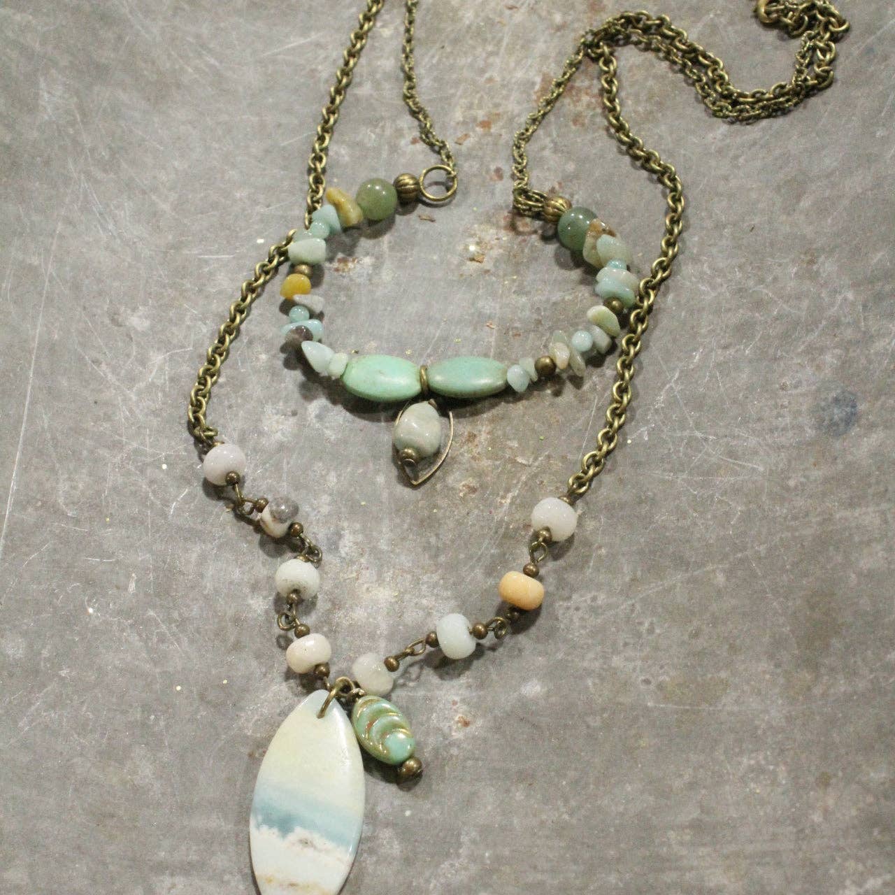 Amazonite Stone & Czech Necklace