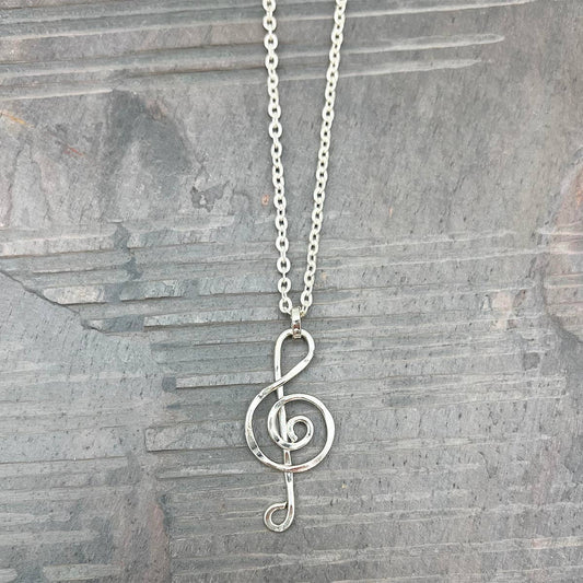 Silver Plated Necklace - Smaller Size Treble Clef