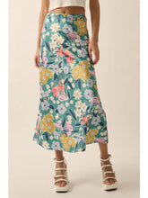 Load image into Gallery viewer, Floral Lace-Trim High-Waist Midi Skirt
