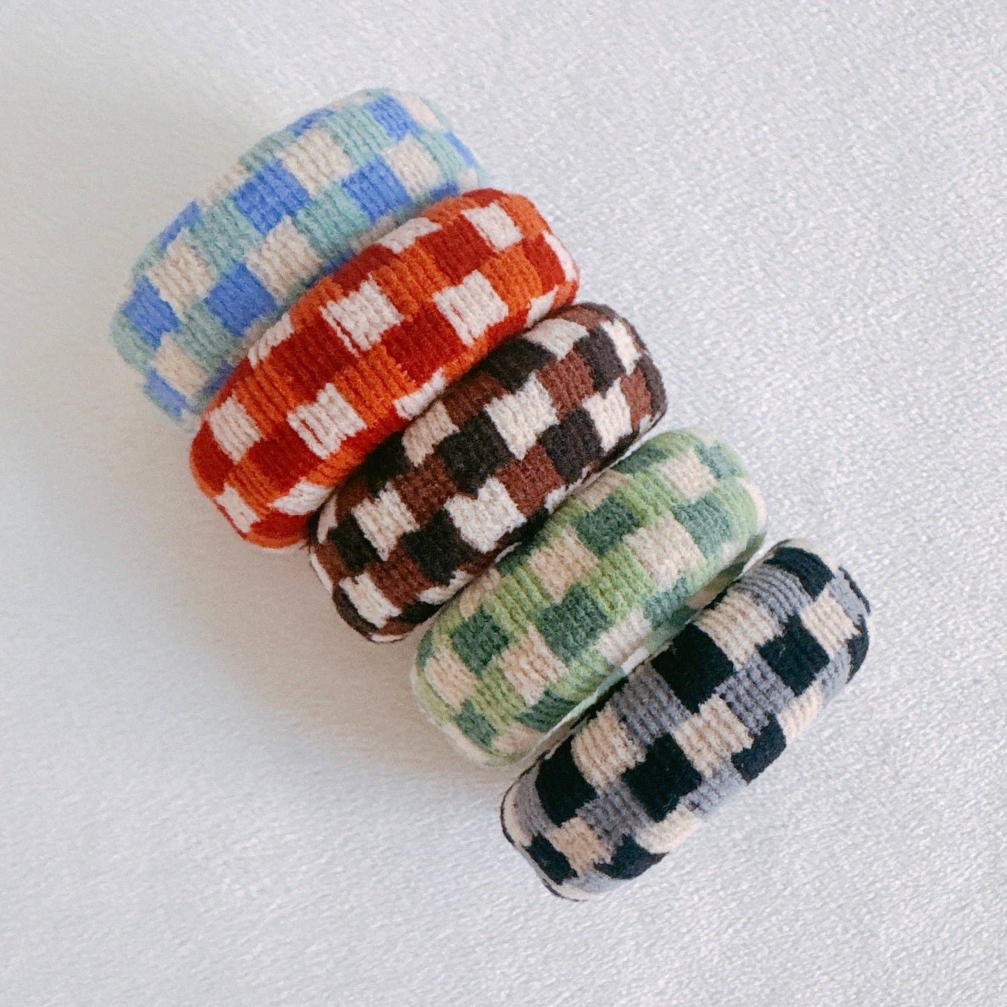 Checkered Donut Hair Ties (5)