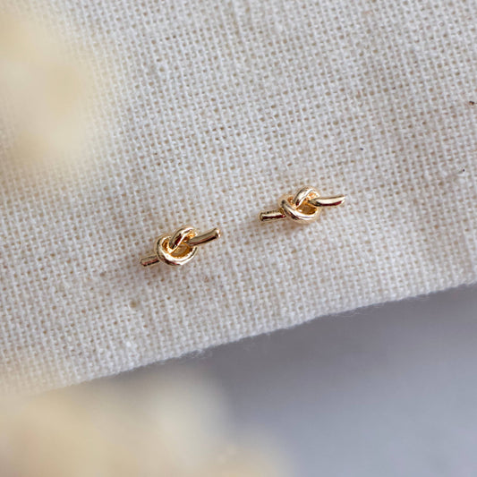 Tiny Love Knot Stud Earrings