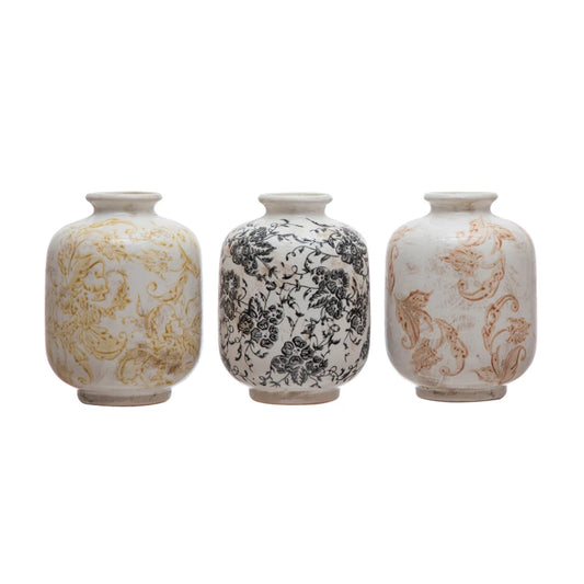 Patterned Terracotta Vase Short