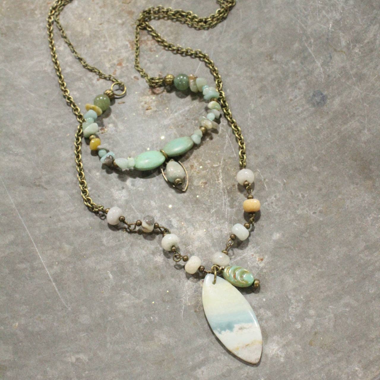 Amazonite Stone & Czech Necklace