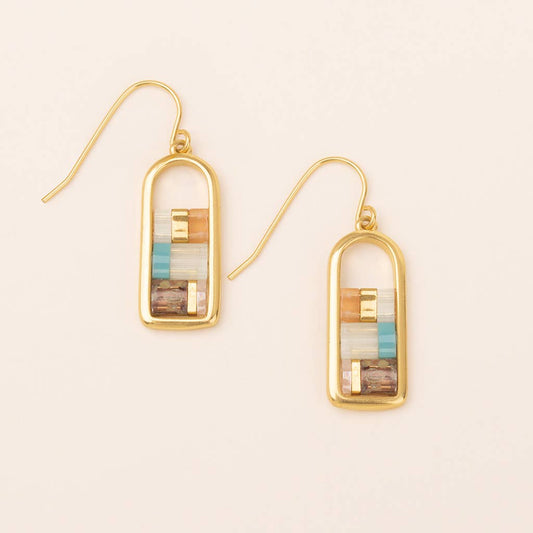 Miyuki Frame Earring - Mint/Peach/Gold