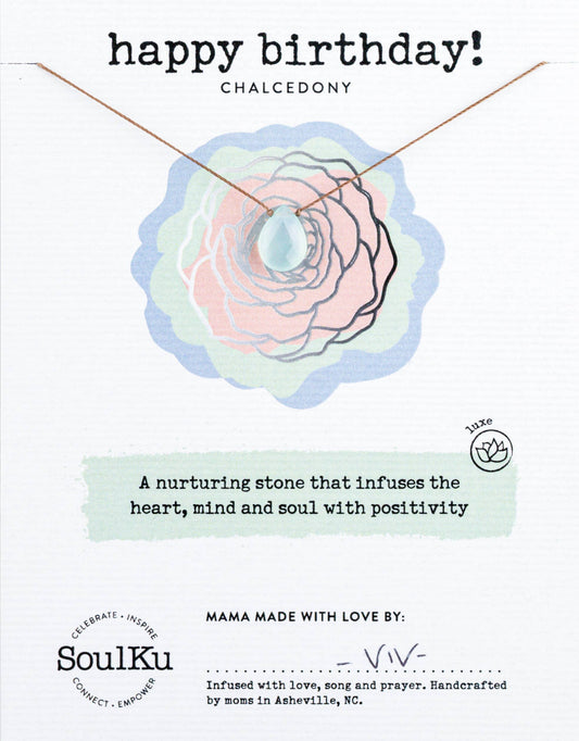 Chalcedony Luxe Happy Bday Necklace