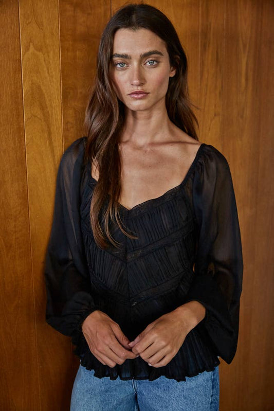 Long Sleeve Mesh Top