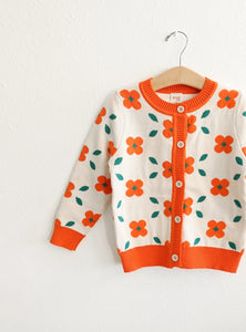 Flower Printed Knitted Cardigan
