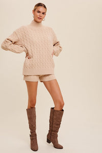 Cable Knit Sweater Shorts